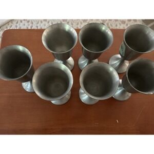 Vintage Set Of 7 Web Silver Co. Pewter Water / Wine Pewter Goblets 4-3/4 Inches